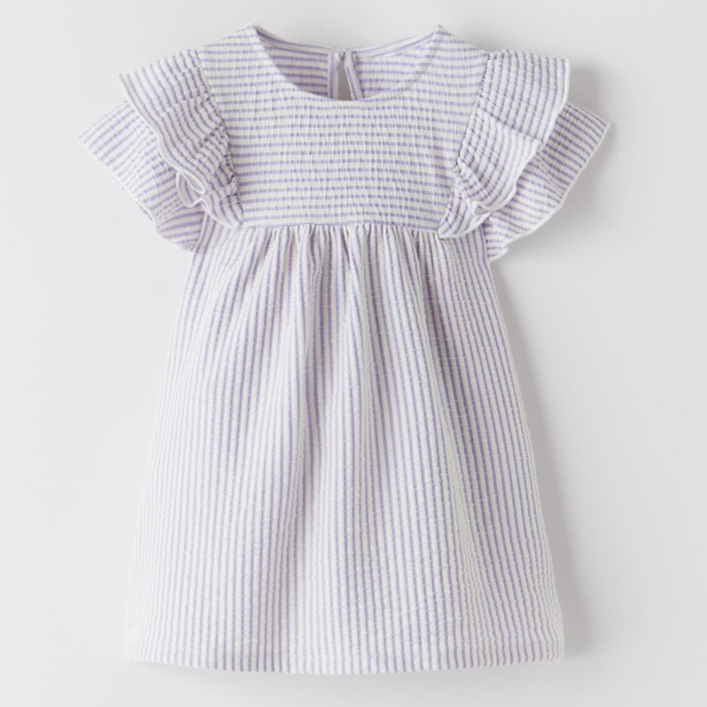 NWT Zara Baby Textured Striped Dress - Size 6-9m